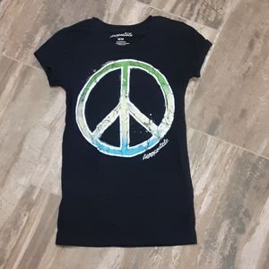 Aéropostale Black Peace Sign Graphic Tee – Size Medium